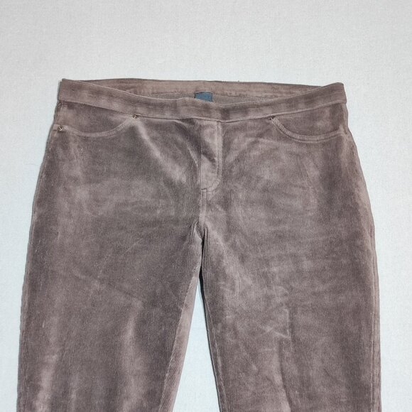 HUE Corduroy Leggings women's size L brown colour stretchy ankle crop - Picture 2 of 11